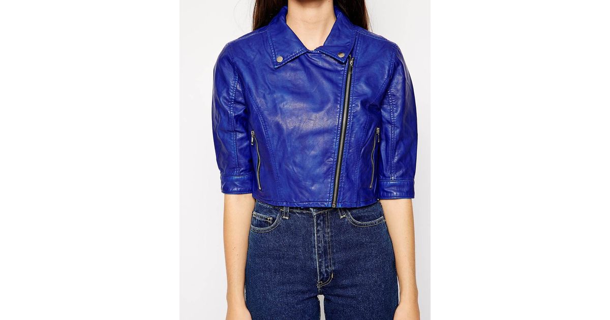 Blank Blue Nyc Crop Faux Leather Biker Jacket