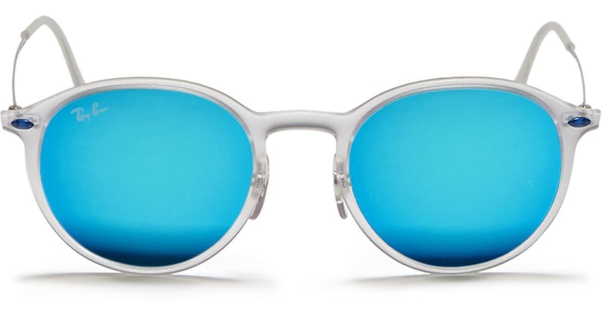 Ray-Ban 'Rb4224 Light Ray' Titanium Temple Mirror Sunglasses in Blue
