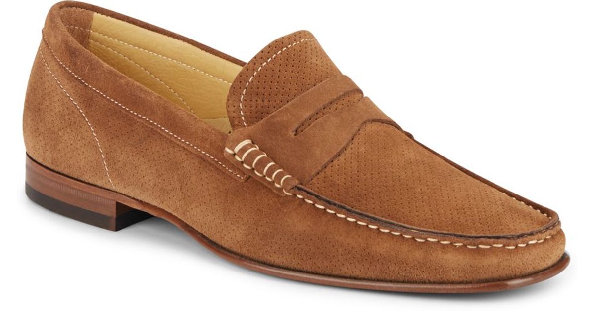 Massimo matteo Suede Penny Loafers in Brown for Men | Lyst
