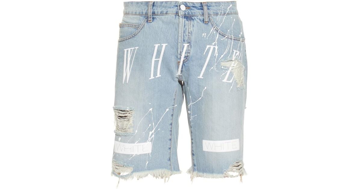 off white jean shorts mens