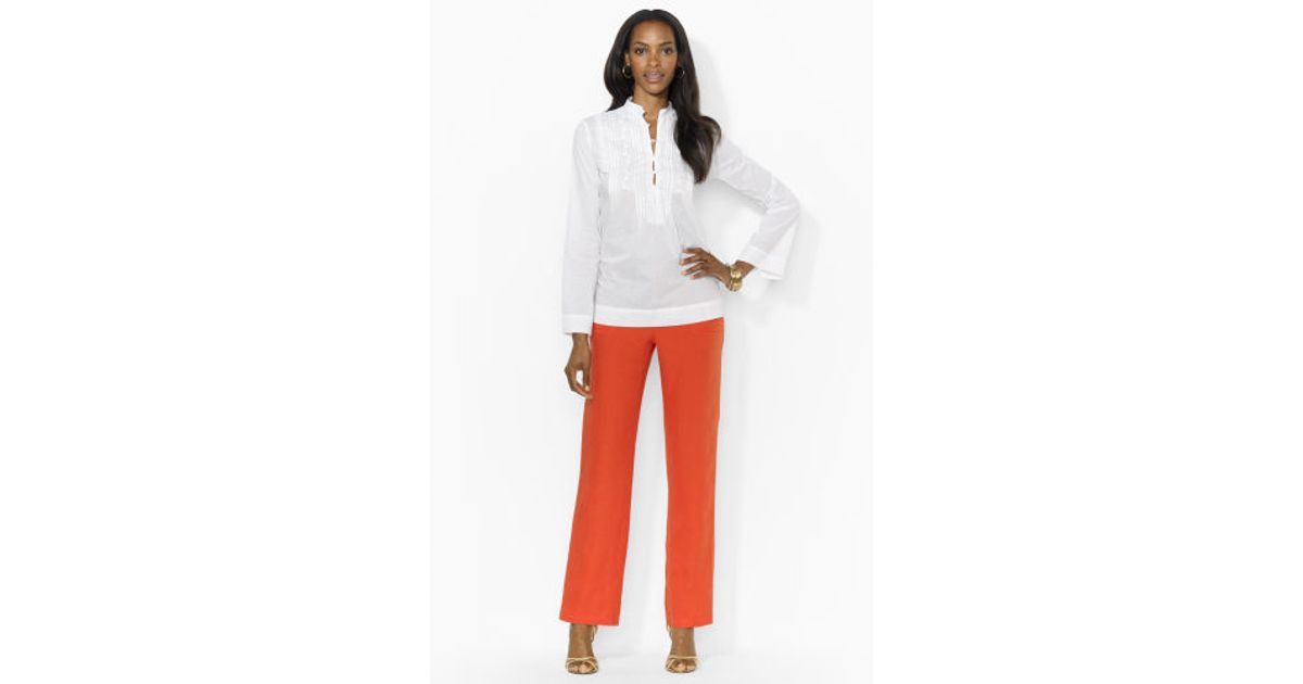 Lauren by Ralph Lauren Embroidered Cotton Blouse in White | Lyst