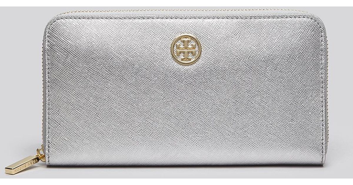 Tory Burch Wallet Robinson Metallic Zip Continental Lyst
