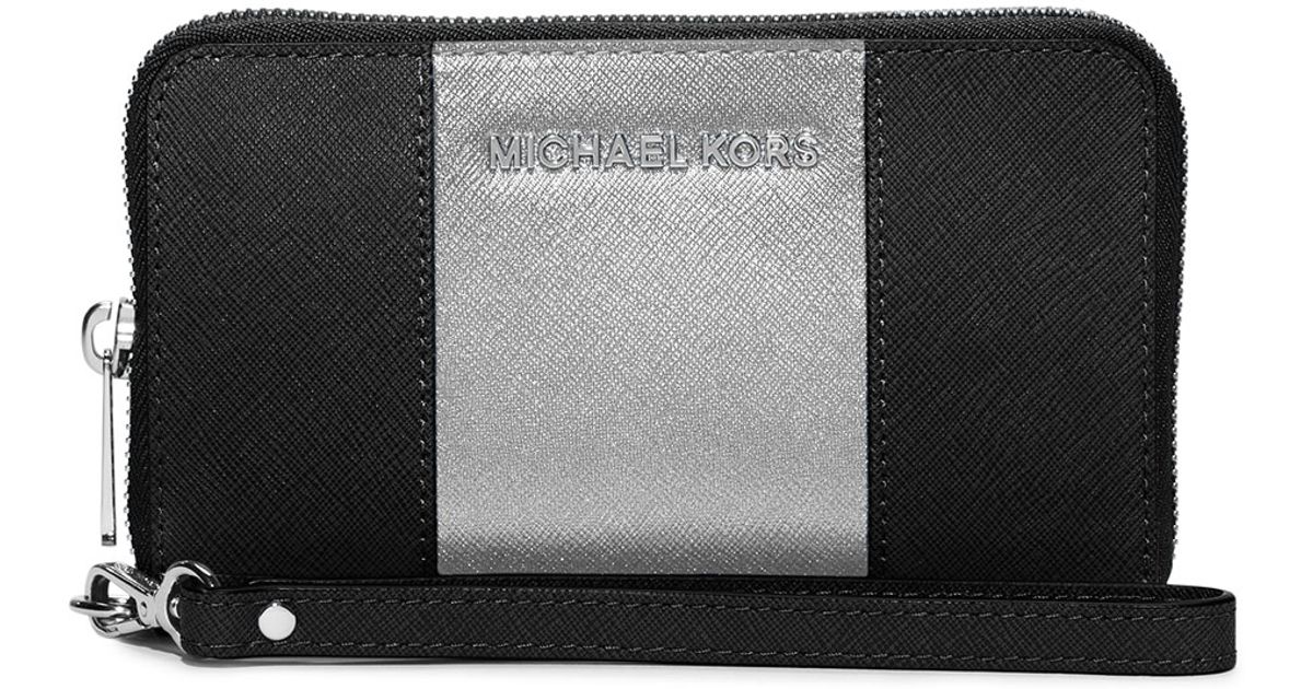 michael kors wallet black and silver