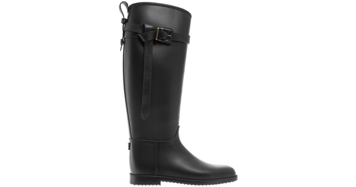 Burberry Belted Equestrian Rain Boots in Black Lyst