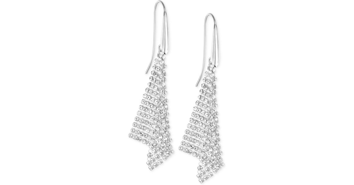 Swarovski Silver-tone Crystal Mesh Drop Earrings in Metallic | Lyst