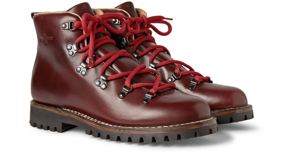 red leather lace up boots