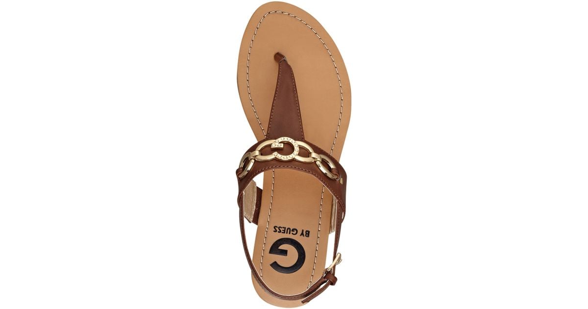 G by Guess Lunna Flat Thong Sandals in Brown - Lyst