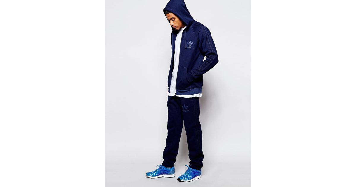 adidas trefoil hoodie navy blue