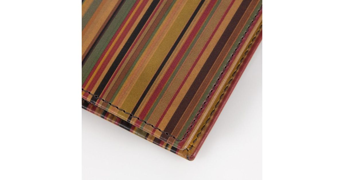 Paul Smith Vintage Stripe Leather Credit Card Wallet In Purple For Men 