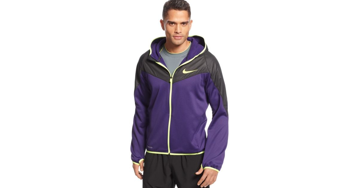 purple nike therma fit hoodie
