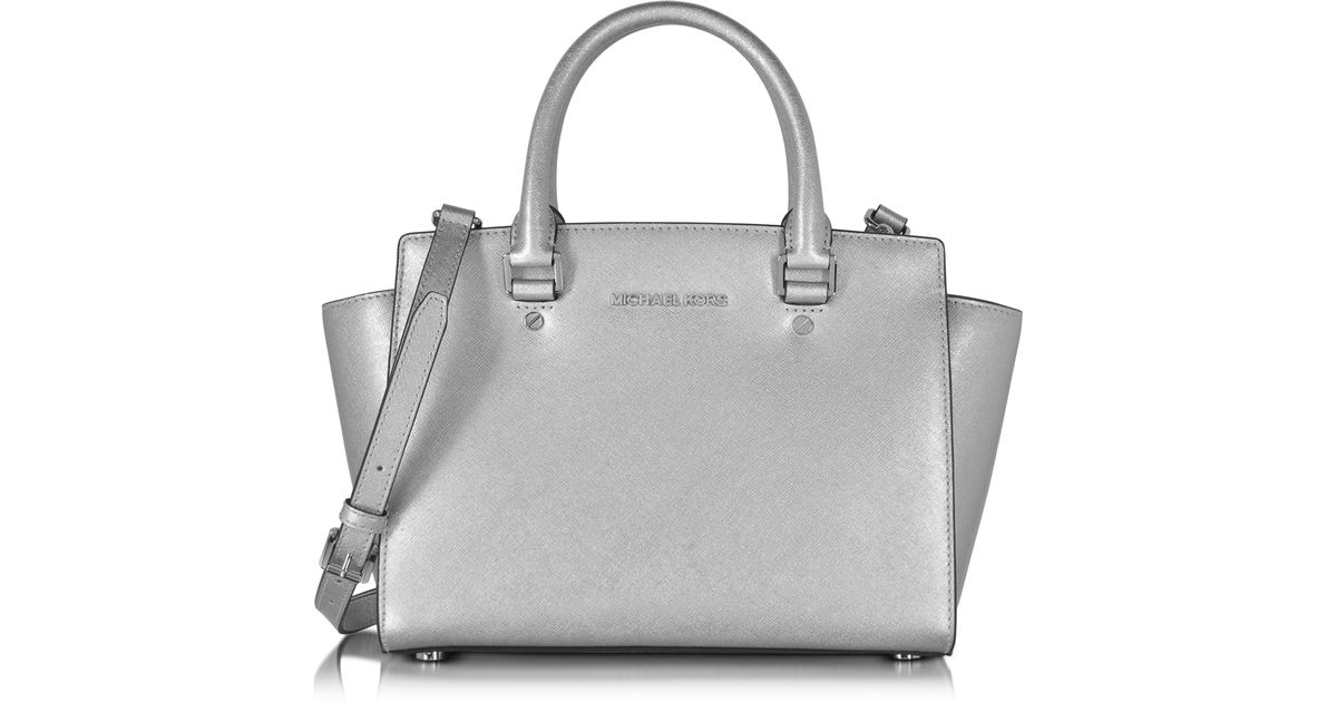Michael Kors Metallic Selma Saffiano Leather Medium Satchel Bag