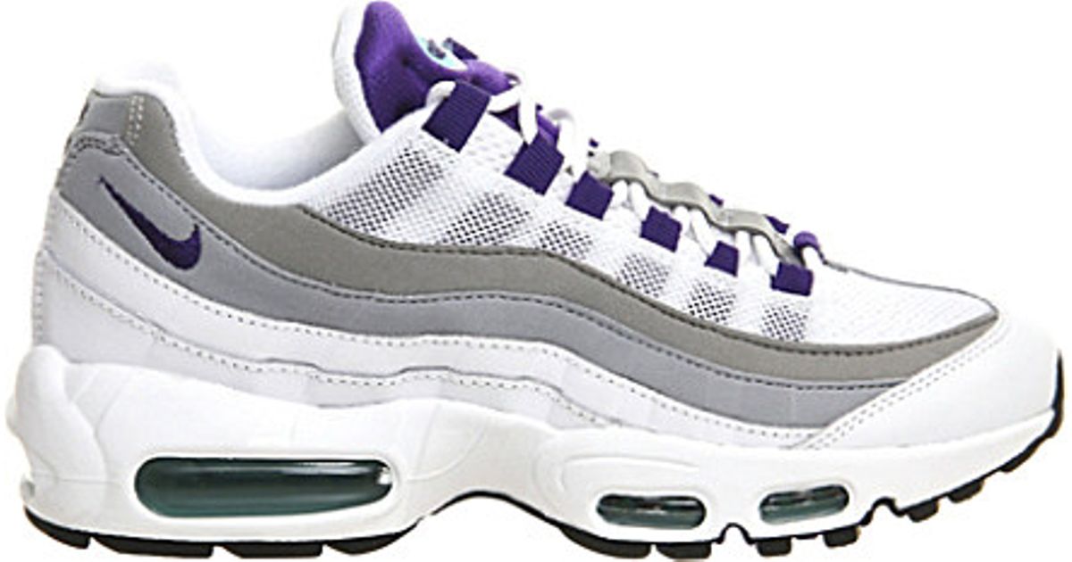 nike air max 95 trainer white / purple / green / grey