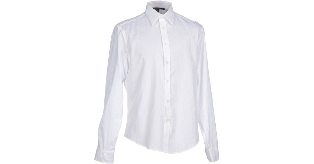 Class Roberto Cavalli Cotton Shirt in White for Men - Lyst