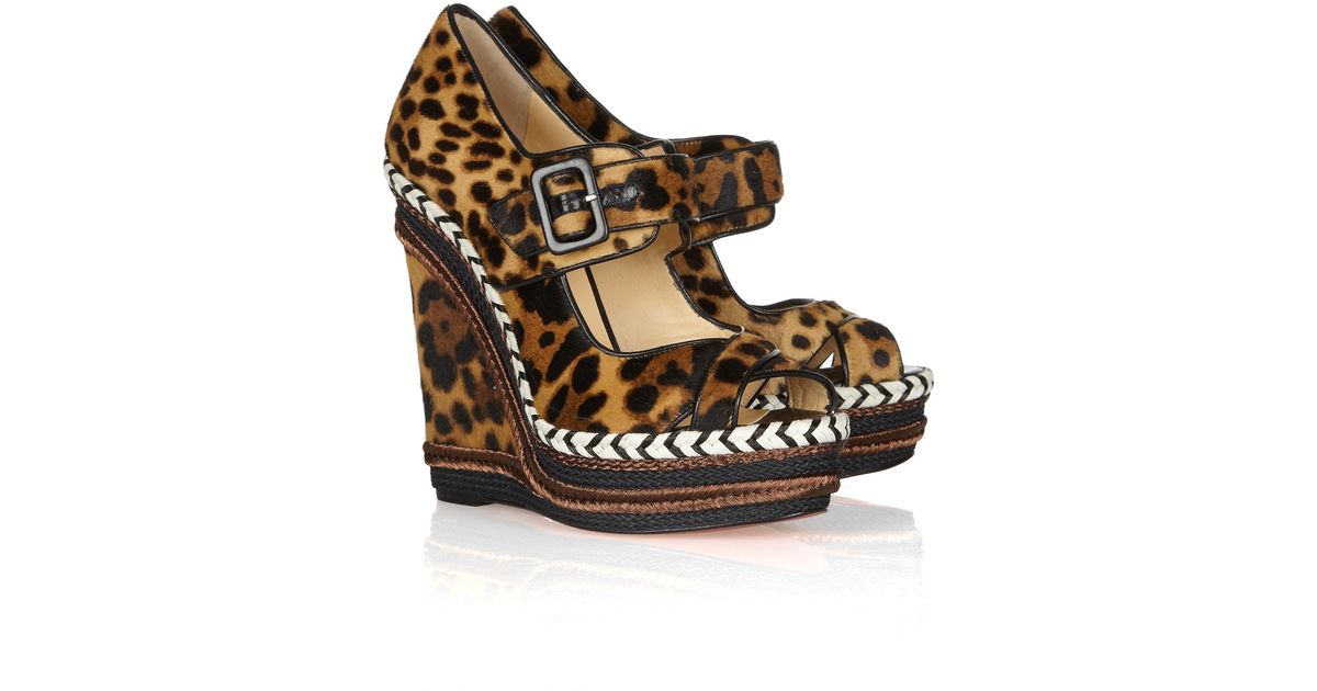 leopard louboutin wedges