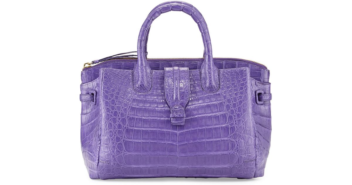 Lyst Nancy Gonzalez Cristina Small Crocodile Tote Bag In Purple