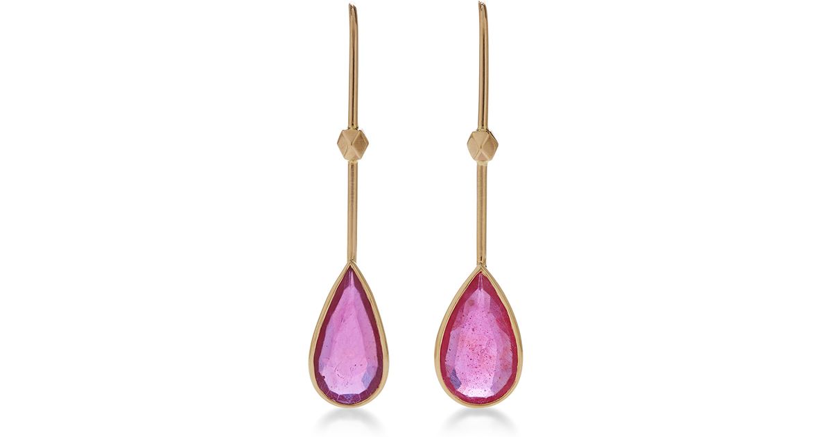 Lyst Jade Jagger Pear Shaped Ruby Earrings In Purple