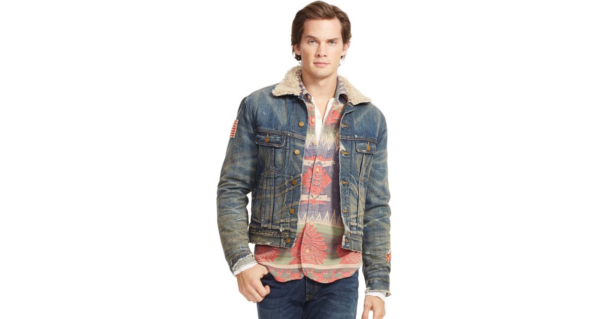 Polo denim jacket with fur Clearance