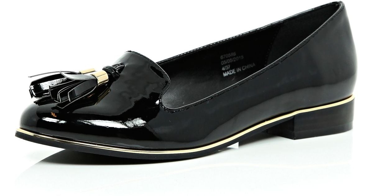 river island black tassel loafers
