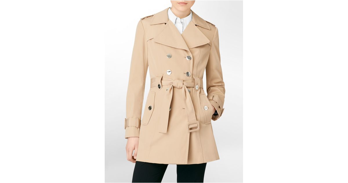 Calvin Klein White Label Belted Trench Coat in Natural | Lyst