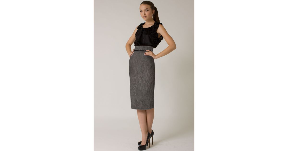 Black Halo High Waist Tweed Pencil 