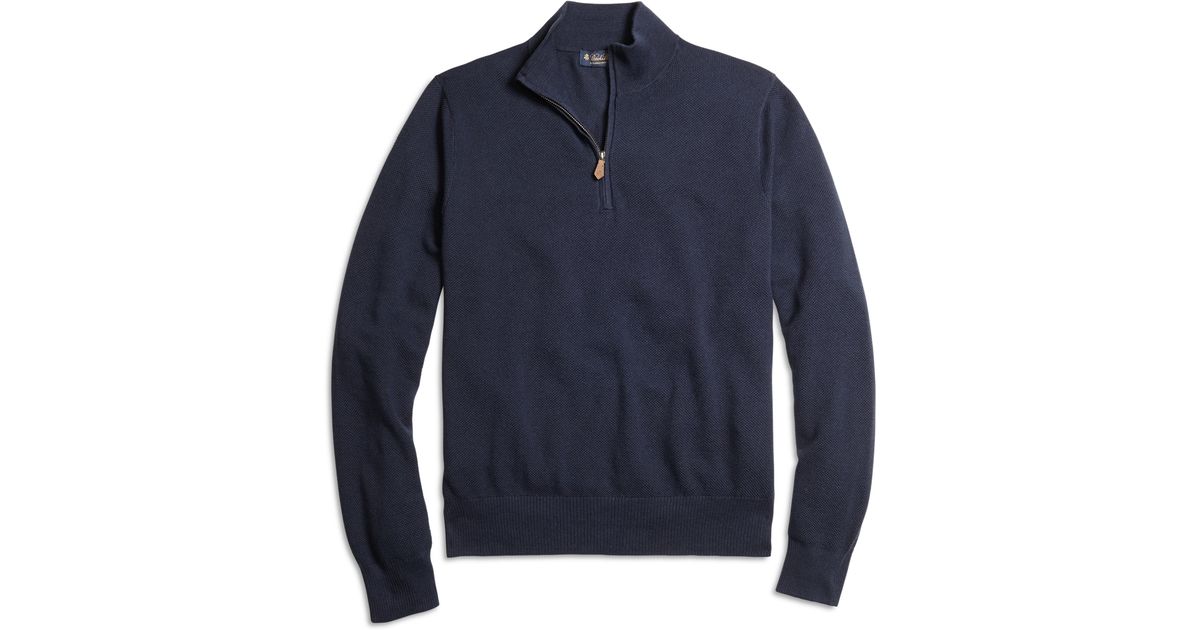 Brooks brothers Cotton Cashmere Halfzip Sweater in Blue for Men Lyst