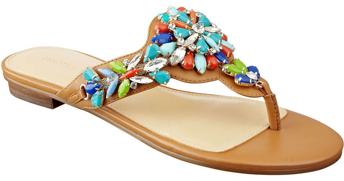 Ivanka Trump Finola Leather Thong Sandals in Beige ...