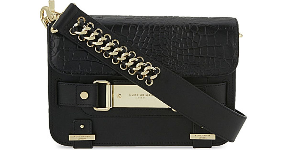 kurt geiger black croc bag