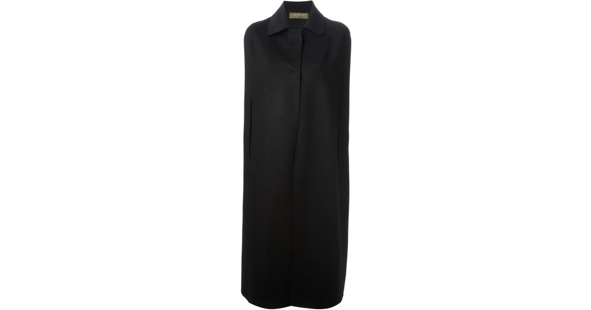 Valentino Cape Coat in Black | Lyst