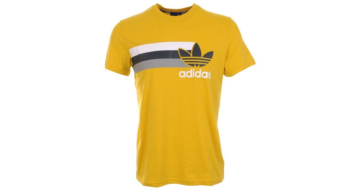 adidas Cotton Originals Logo T Shirt Tri in Yellow for Men Lyst