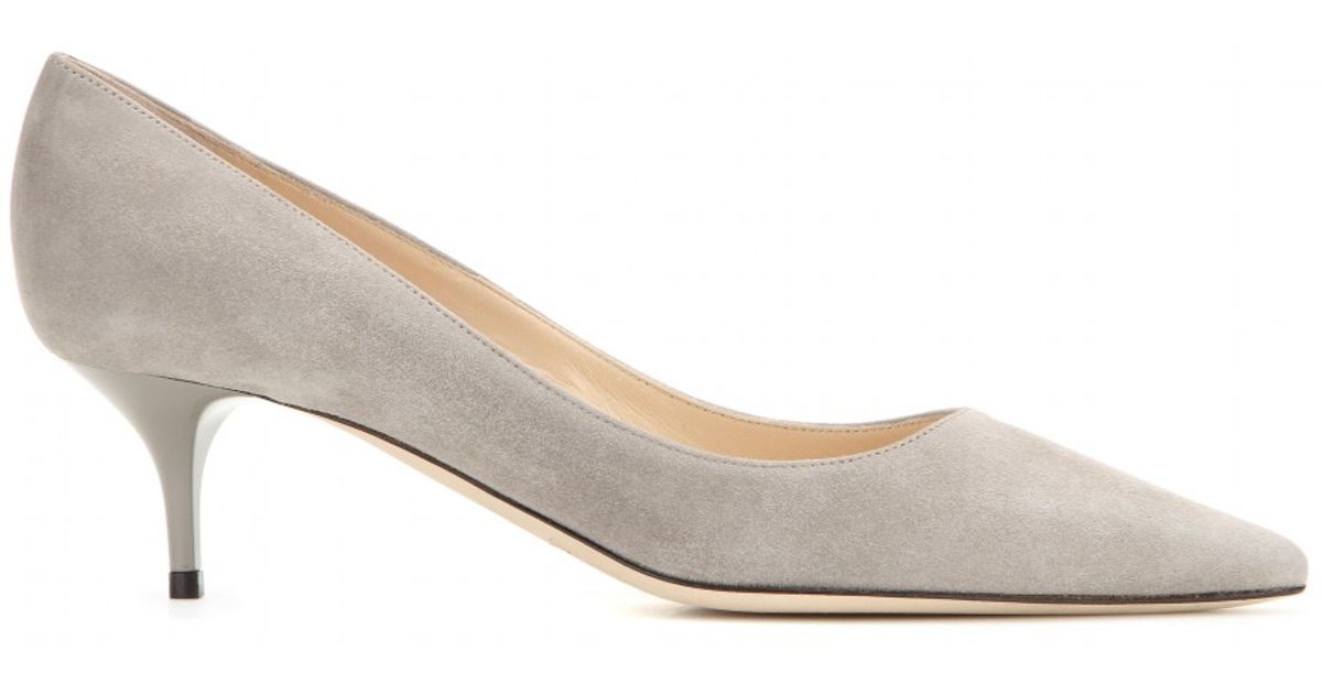 Jimmy Choo Aza Suede Pumps in Gray Lyst Jimmy Choo Aza Black Patent Leather Pump Pointy Toe Low