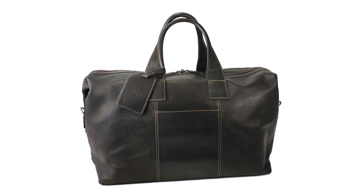 Kenneth Cole Reaction Black Leather Duffel Bag For Men
