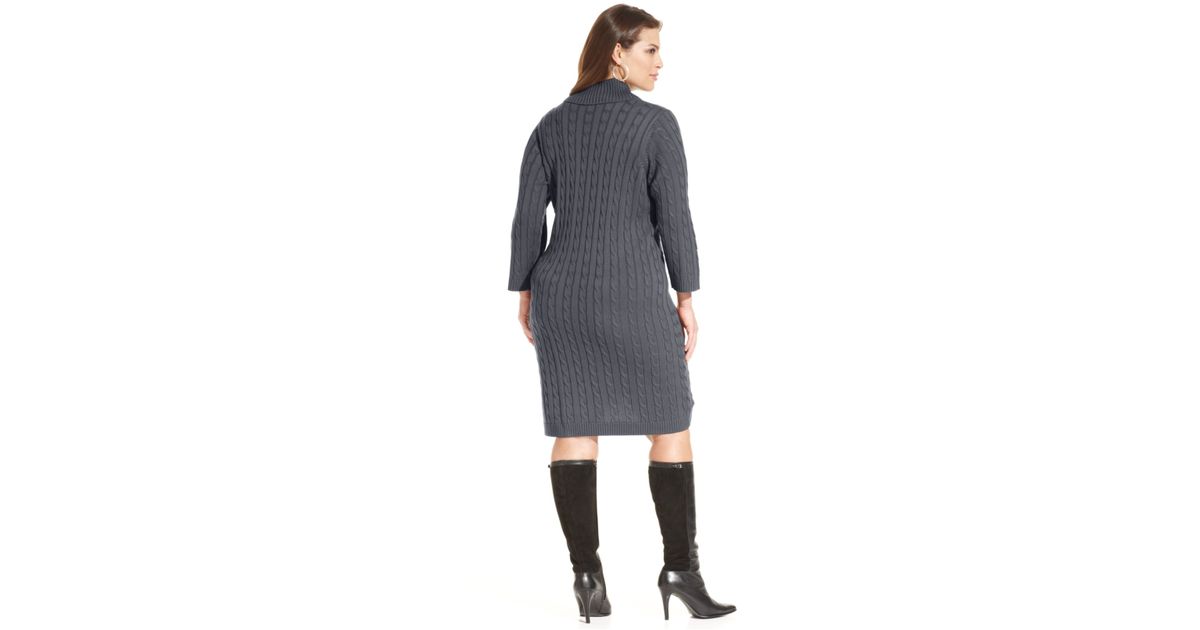 Knit Size Sweater Plus Cable In Dress Gray Lyst Calvin Klein XZkiuP
