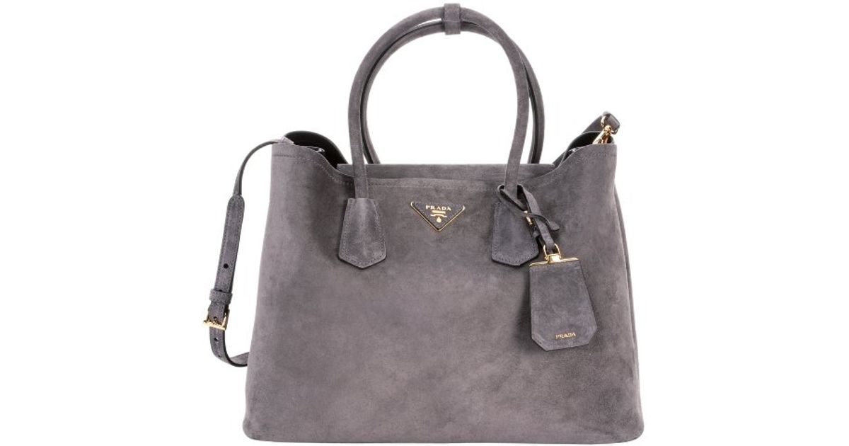 Lyst Prada Hemae Suede City Convertible Handbag In Gray