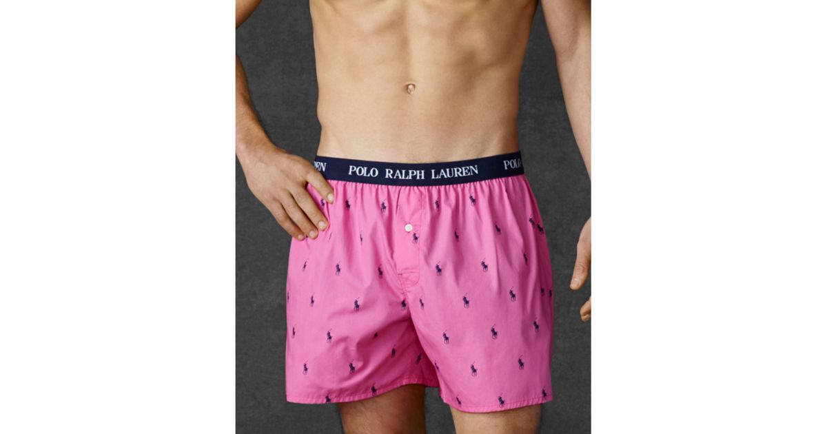 Ralph Lauren Polo Mens Polo Player Woven Boxers in Pink for Men | Lyst