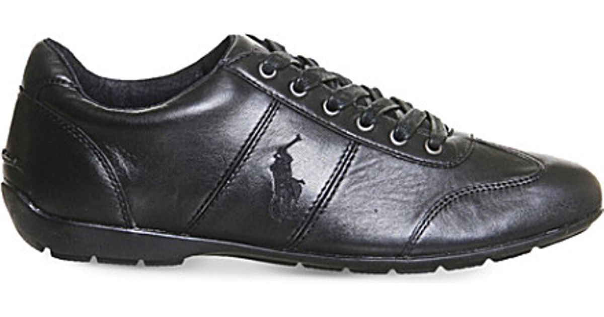 ralph lauren black leather trainers
