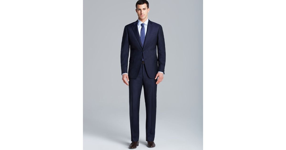 Armani Giorgio Stripe Suit - Regular Fit in Navy (Blue) for Men | Lyst