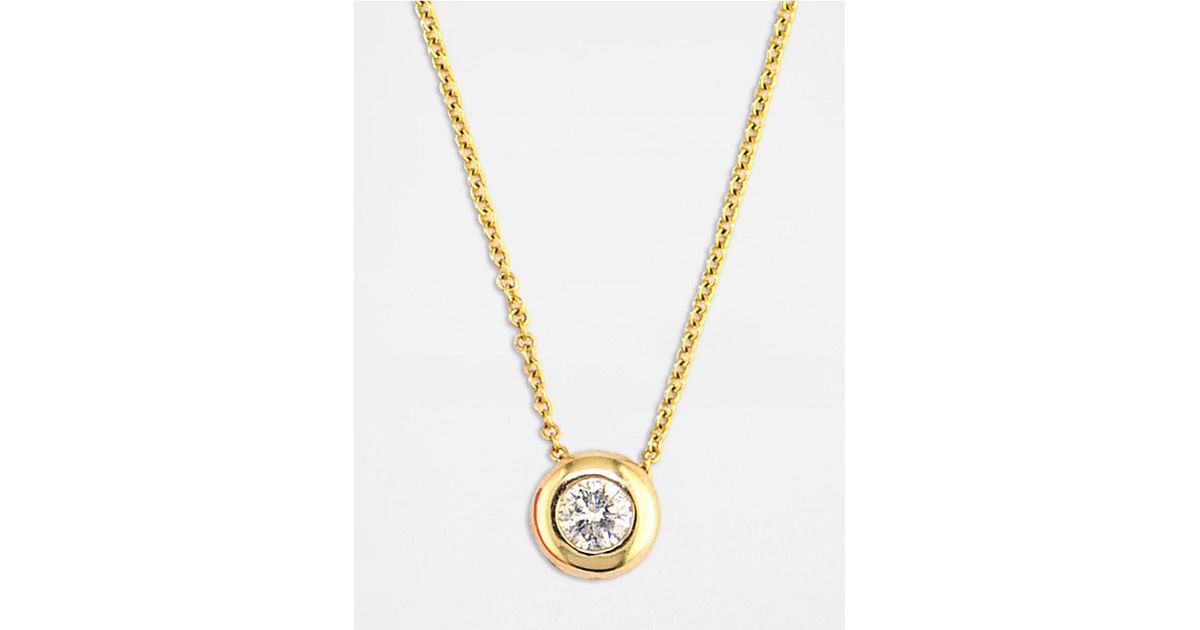 Lyst Effy D Oro 14 Kt Gold Diamond Bezel Pendant Necklace In Metallic