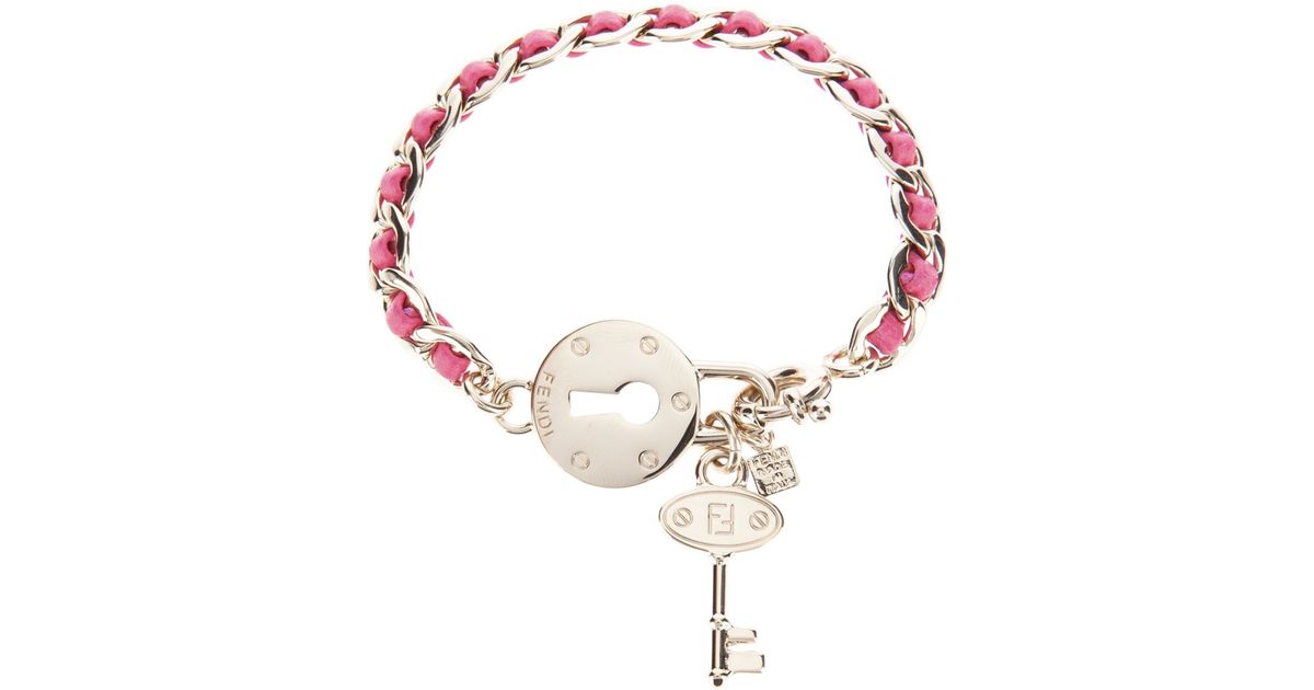 Fendi Lock and Key Bracelet in Metallic (Pink) - Lyst