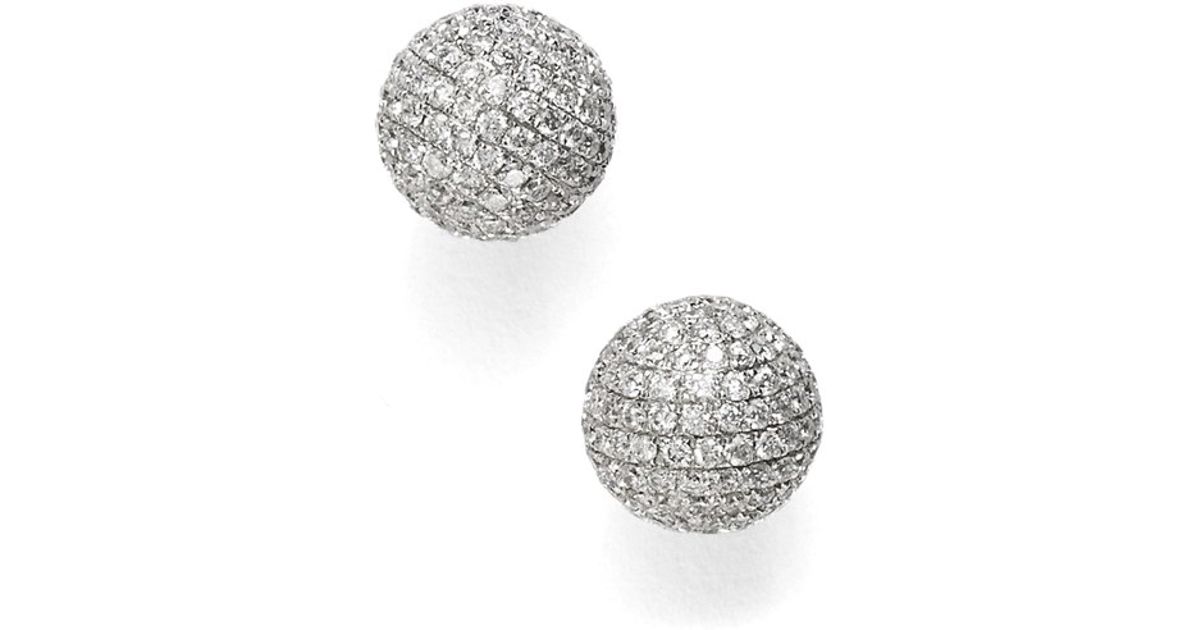 Lyst Bony Levy Large Diamond Pave Ball Stud Earrings In White