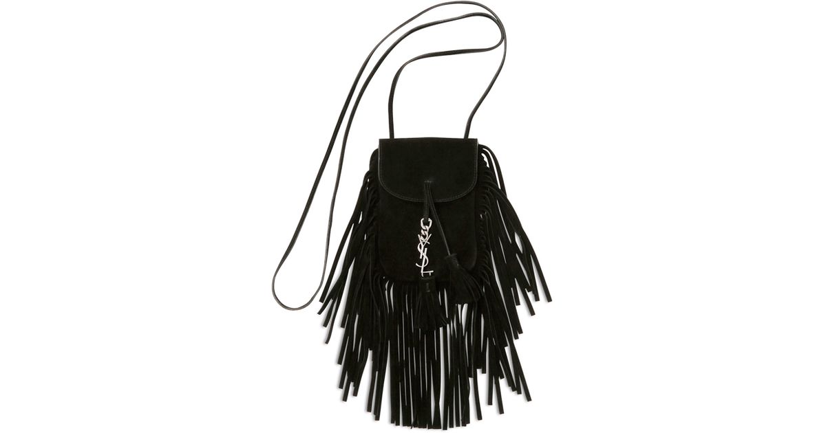 Saint laurent Anita Fringed Shoulder Bag in Black (NOIR) | Lyst