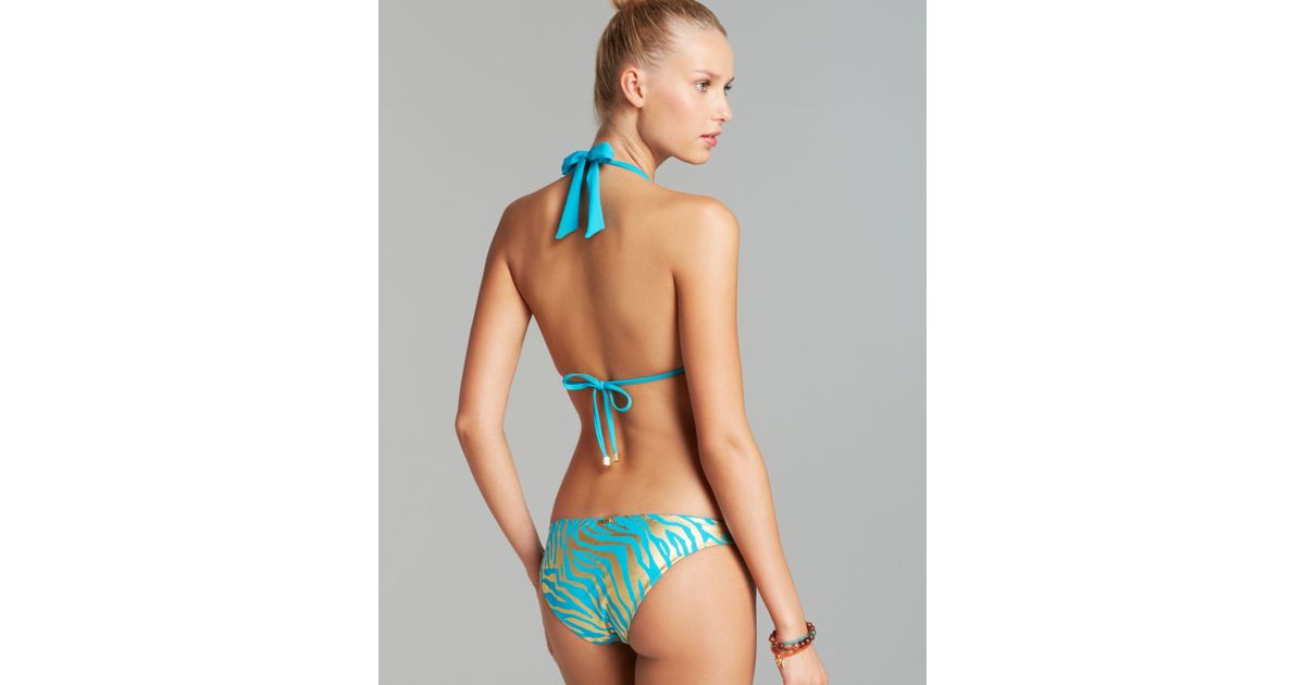 blue animal print bikini