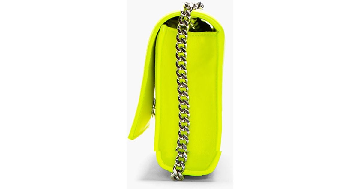 Saint Laurent Neon Yellow Leather Monogram Shoulder Bag - Lyst