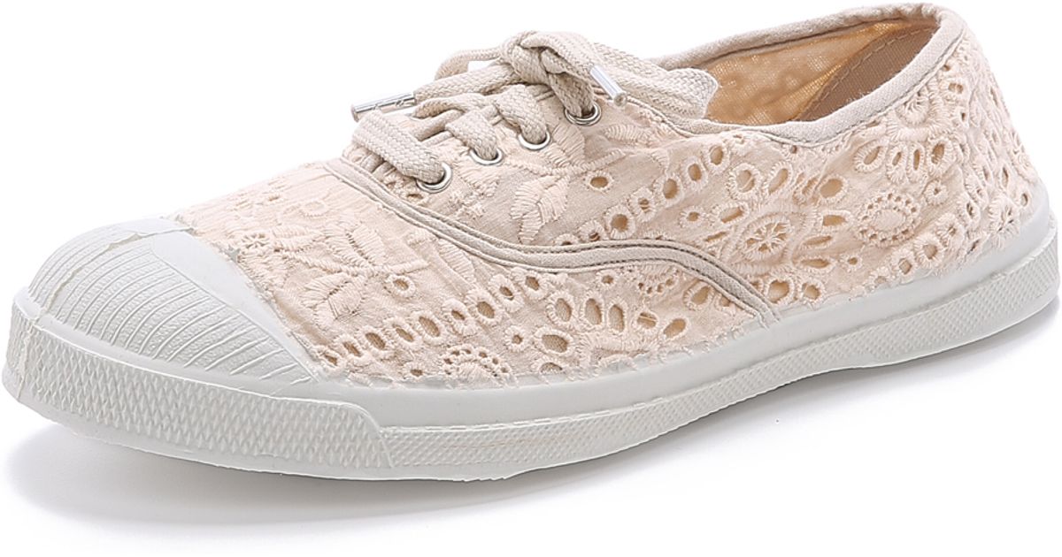 Bensimon Tennis Broderie Anglaise Sneakers - Coral in Natural | Lyst Canada
