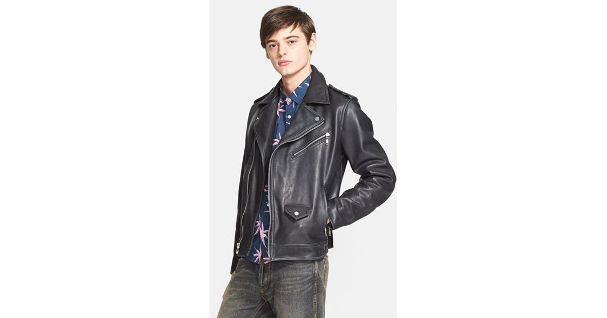 Marc By Jacobs Black Martin Leather Moto Jacket For Men