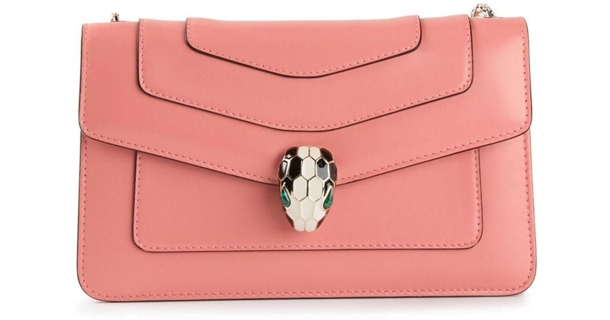 BVLGARI Serpenti Forever Leather Cross-Body Bag in Pink | Lyst