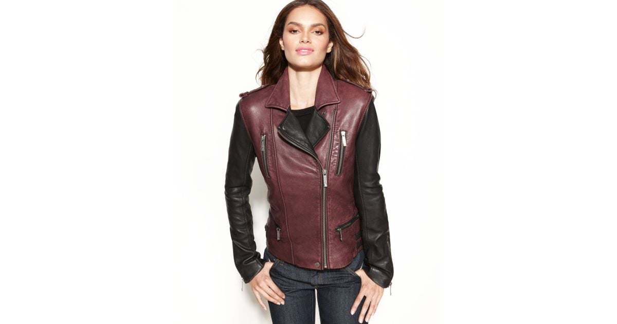 michael kors burgundy leather jacket