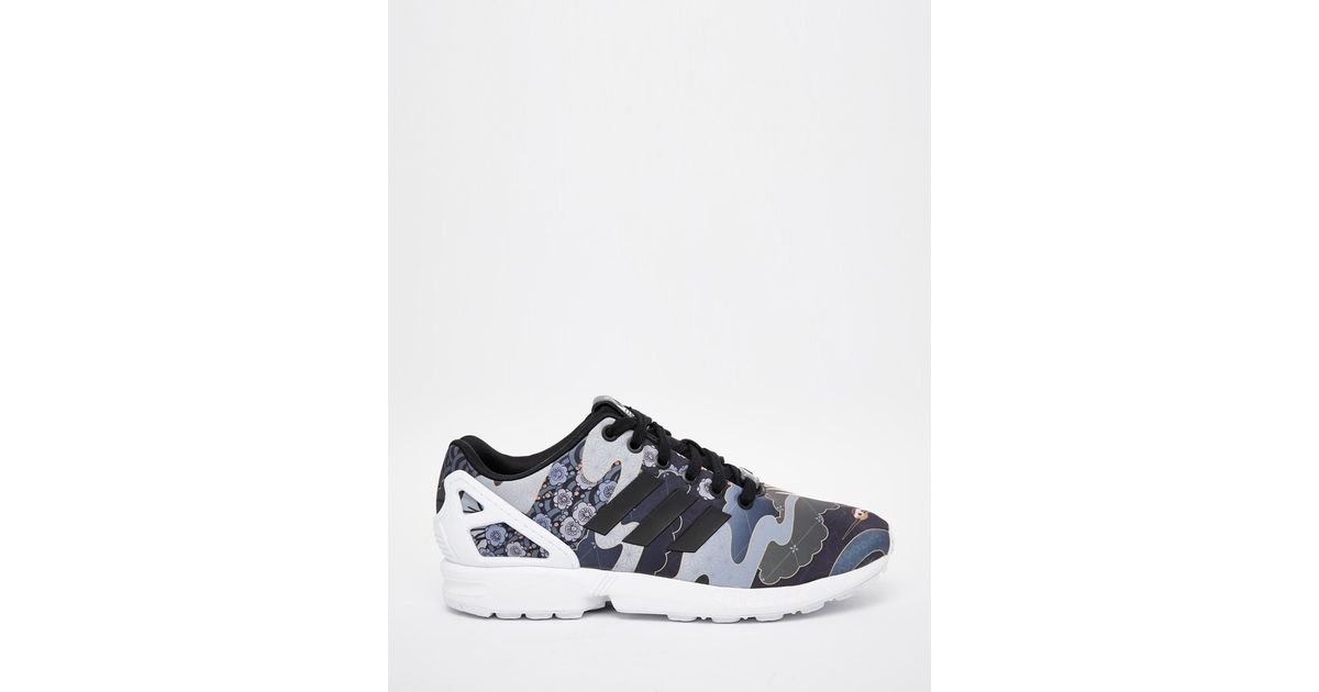 adidas originals zx flux black print trainers