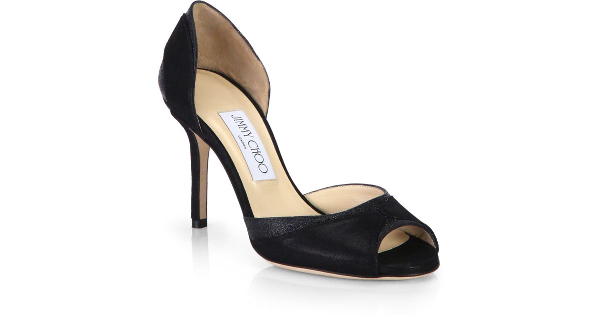 Jimmy Choo Define Glittered Suede Pumps in Black Lyst