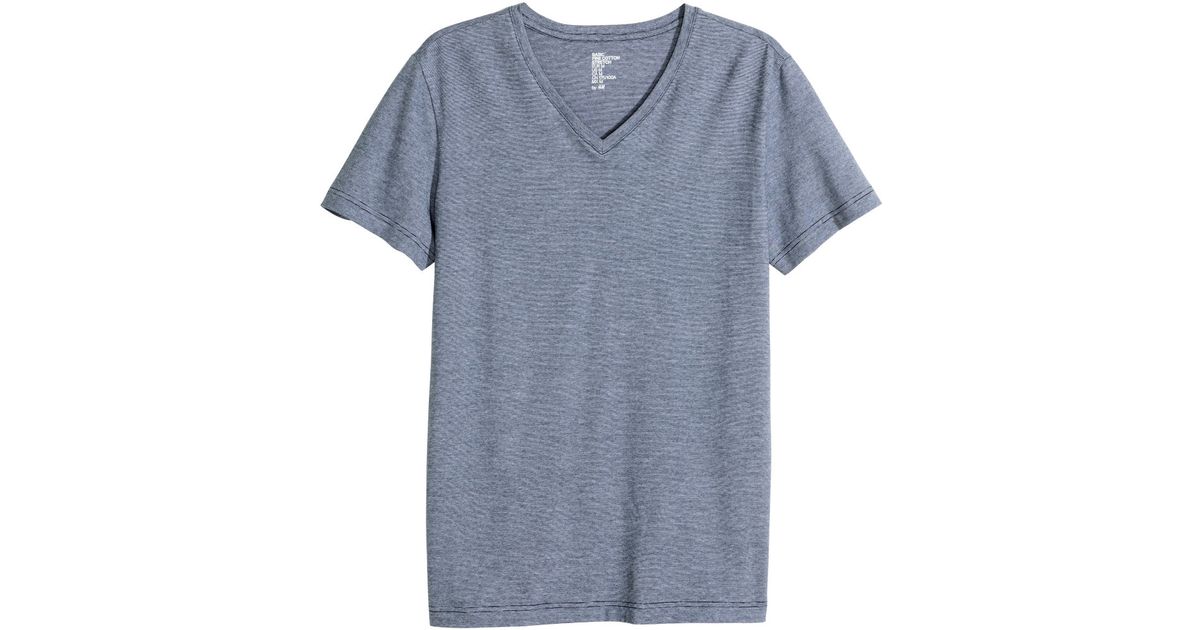 H\u0026M Cotton V-neck T-shirt Stretch in 