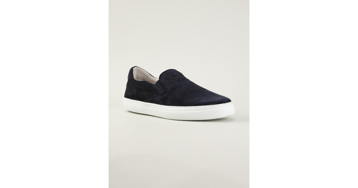 Emporio Armani Slip On Trainer in Blue for Men - Lyst